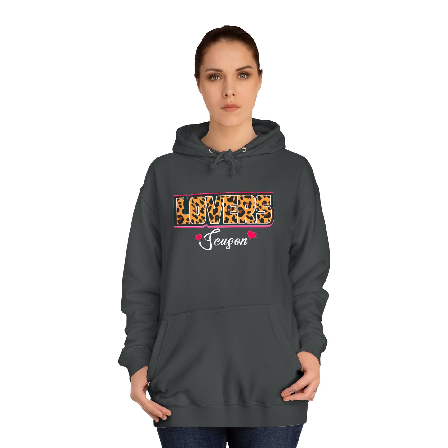 LOVERS SEASON Unisex College Hoodie for Valentines day, Couples Hooded Sweatshirt, Valentines Gift, Romantic Apparel, Heart Lover Jumper