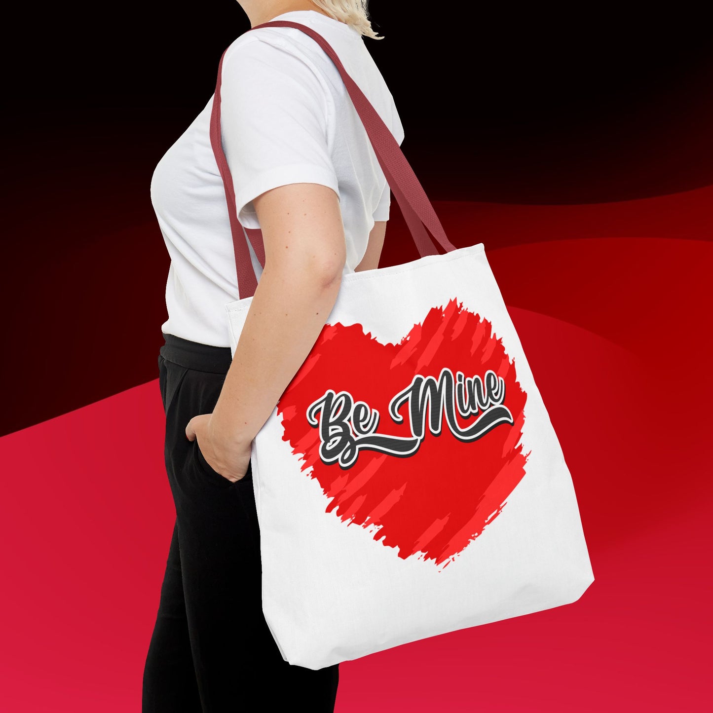 Be Mine Custom Tote Bag, Personalized Inspirational Tote, Gift for Her, Shopping Bag, Valentine's Day Tote, Grocery Bag