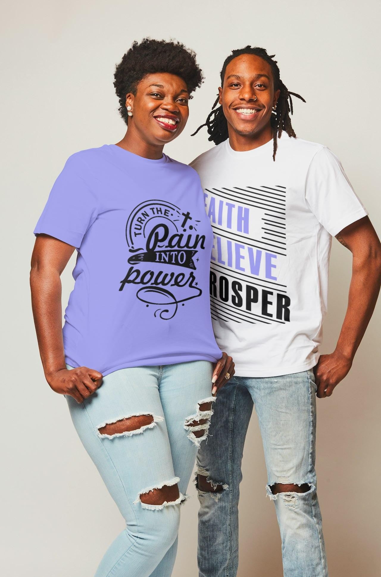 Faith Over Fear Inspirational Christian Graphic Tee, Motivational Words, Empower Your Spirit Motivational Faith Graphic T-Shirt