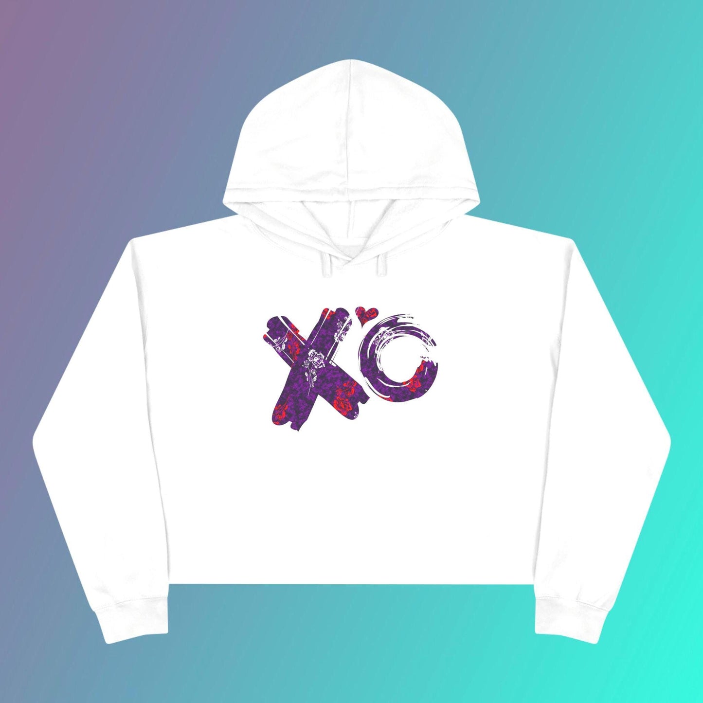 XO Crop Hoodie for Women - Cute Graphic Sweatshirt, Trendy Pullover, Stylish Jumper, Fashionable Cropped Top, Casual Outerwear