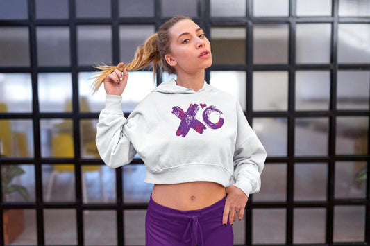 XO Crop Hoodie for Women - Cute Graphic Sweatshirt, Trendy Pullover, Stylish Jumper, Fashionable Cropped Top, Casual Outerwear